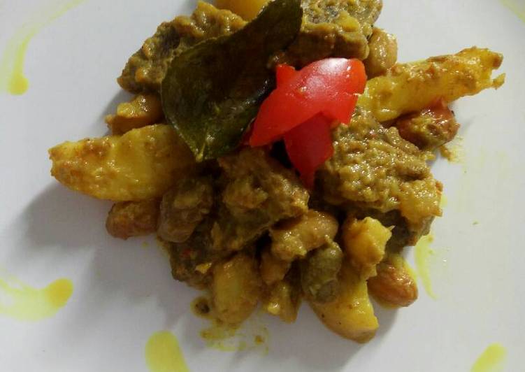 cara membuat Rendang kunyit sapi, kentang dan kacang merah