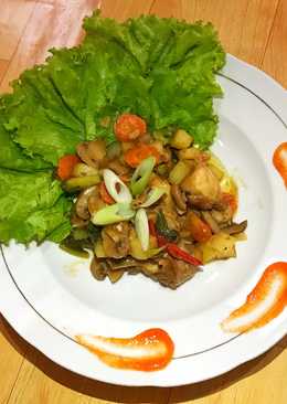 Tumis Ayam Jamur Asam Madu