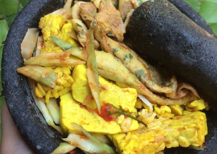 resep Tahu tempe telur sambel pencit (diet) no oil
