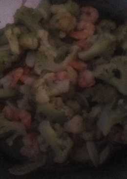 Tumis udang kembang kol saus tiram simple