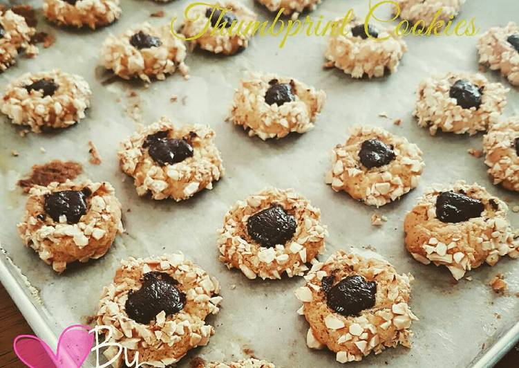 cara membuat Thumprint cookies peanut choco filling