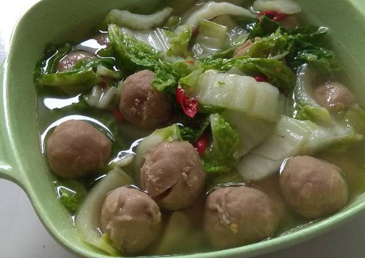 cara membuat Sayur sawi putih dan bakso