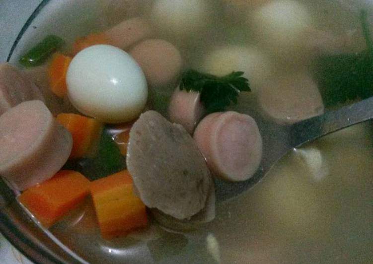 Resep Sop sosis bakso telor puyuh Dari Zahra Haidrah