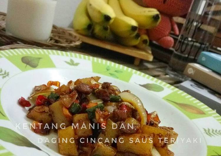 Resep Kentang Manis dan Daging Cincang Saus Teriyaki Dari Dice Ferdian