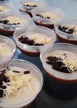 Puding coklat toping vla oreo cheese