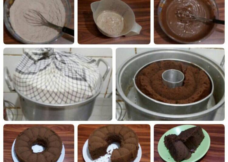 bahan dan cara membuat ?? Bolu Coklat Kukus Tanpa Telur & Mixer ??