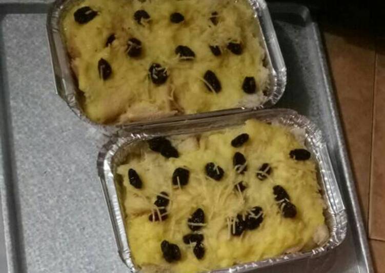 cara membuat Puding Roti Kismis Keju