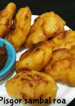 Pisang goreng sambal roa
