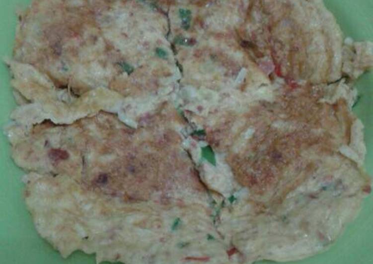 resep Dadar telur campur kornet, kol & daun bawang