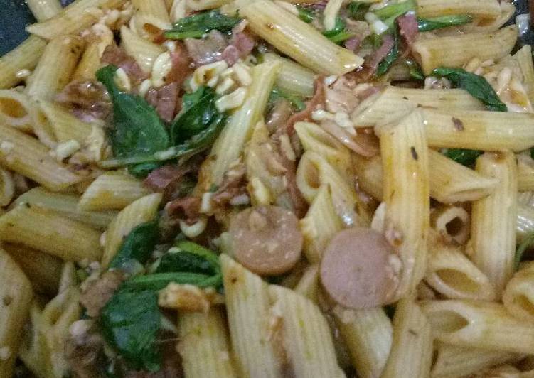 resep makanan Penne with spinach