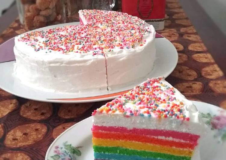 resep lengkap untuk Rainbow Cake Panggang - newbie friendly ??