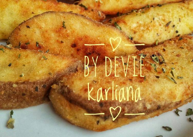 resep lengkap untuk Potato wedges (versi goreng)