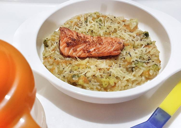 resep lengkap untuk Risotto Salmon Panggang (MPASI 10m)