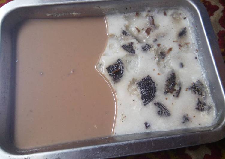 bahan dan cara membuat Puding oreo & Vla milo