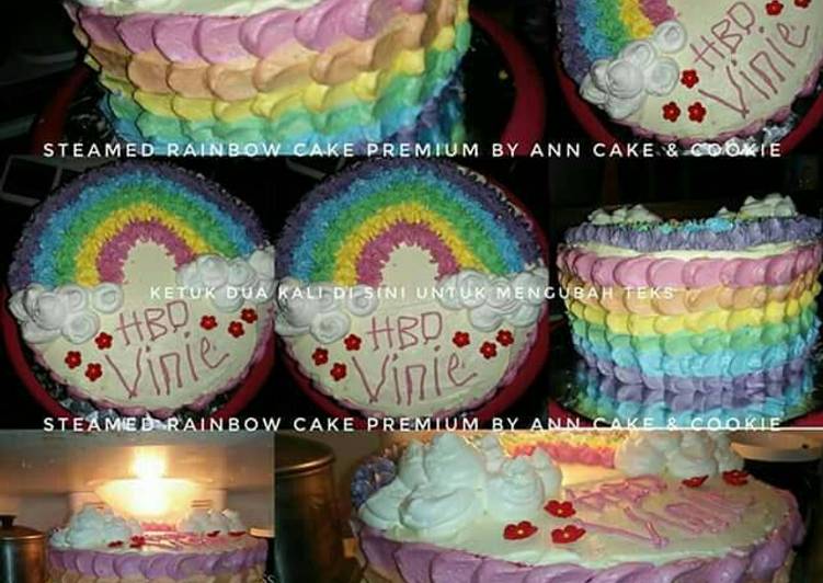 cara membuat Steamed rainbow cake premium ny. liem modifikasi