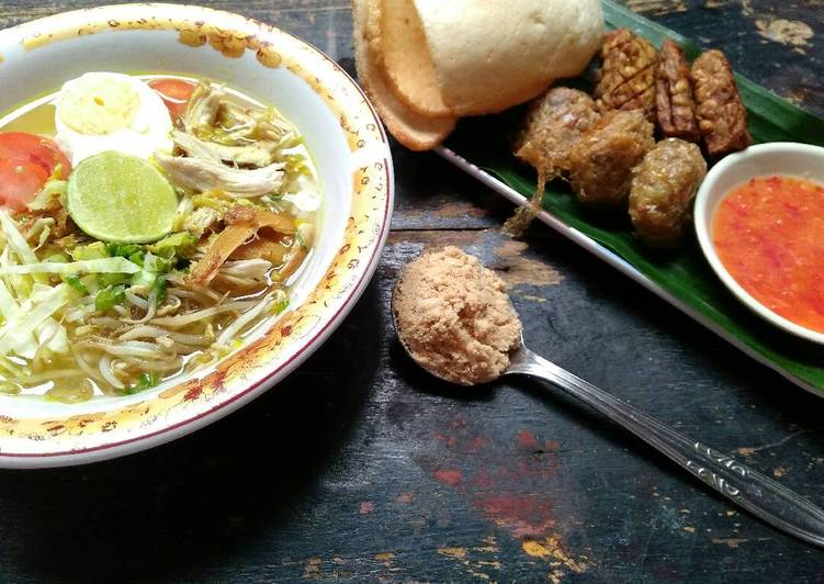 resep lengkap untuk Soto ayam lamongan with koya