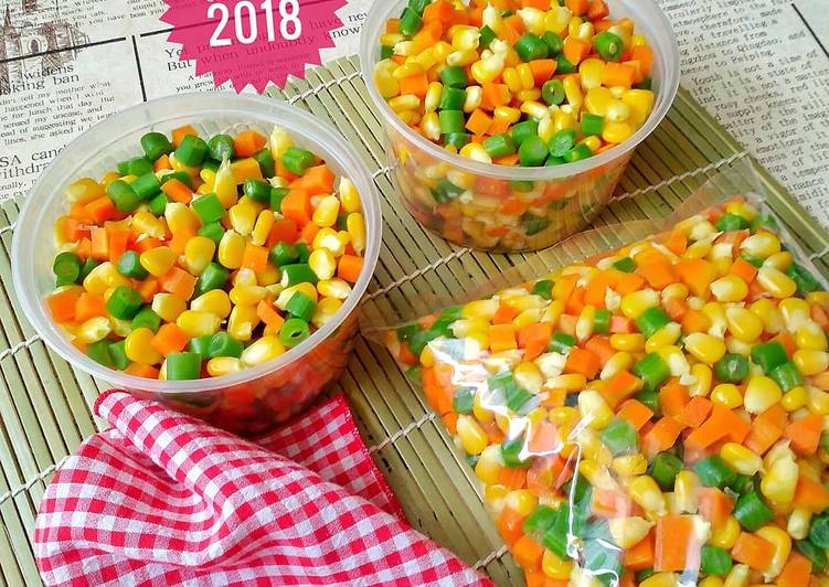 bahan dan cara membuat Frozen mix vegetables