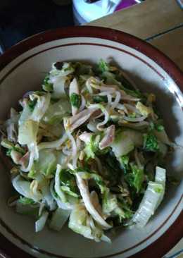 Tumis sawi toge suwir ayam