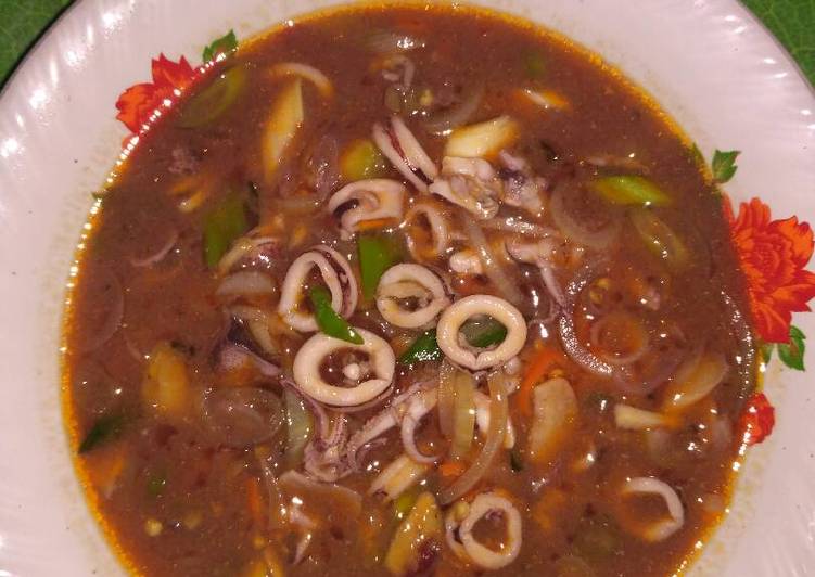 resep lengkap untuk Cumi saus Padang pedas&segar