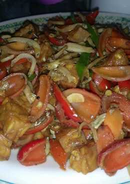 Oseng kulit melinjo + tempe + ikan teri