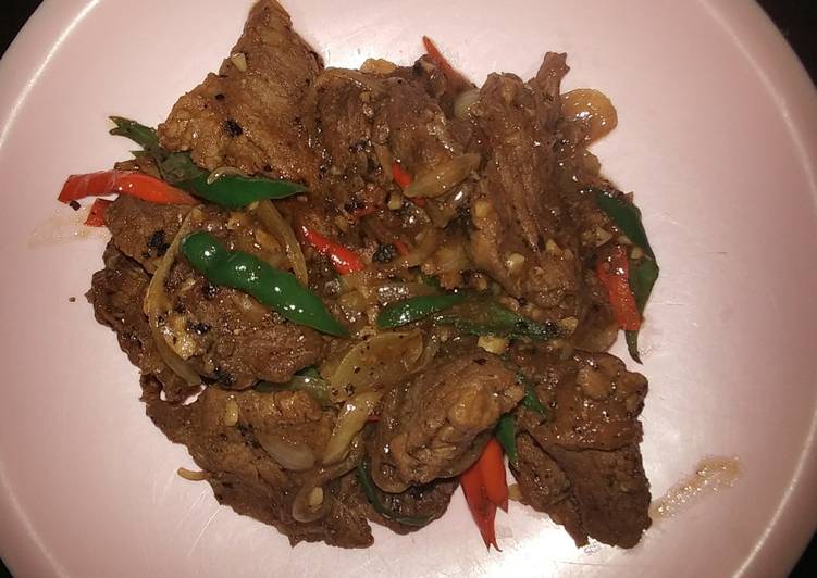 resep masakan Sapi Lada Hitam (Beef Blackpepper)