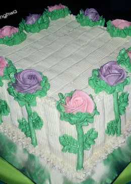 Cake Hias Bunga Rose (base cake sponge cake)