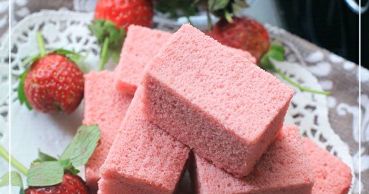 Resep Ogura Cake Strawberry Yoghurt Cottony Cake with Fresh Strawberry