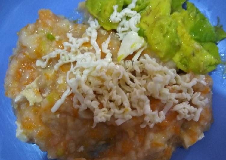 cara membuat Bubur Tim Salmon with Avocado Cheese Mpasi 8 bulan       