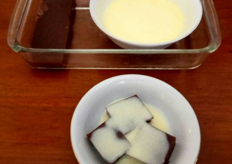 resep makanan Agar-agar Coklat + Fla Homemade irit bahan