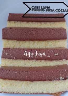 Cake lapis puding busa coklat