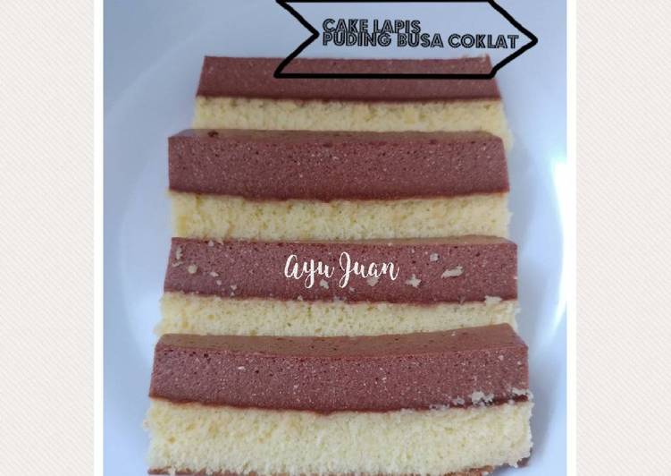 resep Cake lapis puding busa coklat