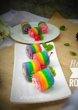 Rainbow mini roll cake #Beranibaking