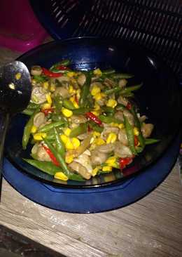 Tumis buncis campur jamur jagung