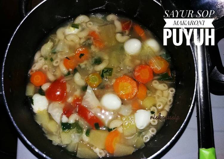 bahan dan cara membuat Sayur Sop Makaroni Telur Puyuh