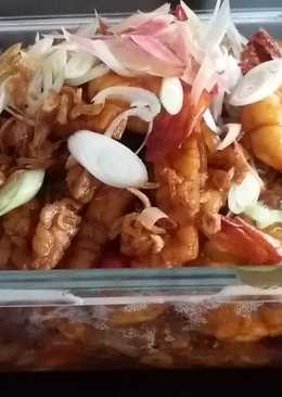 Tempe Orek Kecap Pedas dengan udang dan kecombrang