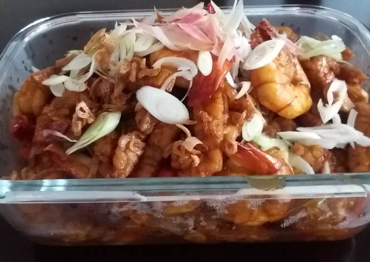 resep Tempe Orek Kecap Pedas dengan udang dan kecombrang