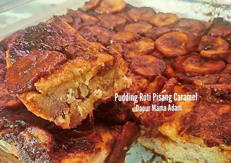 cara membuat Pudding Roti Pisang Caramel