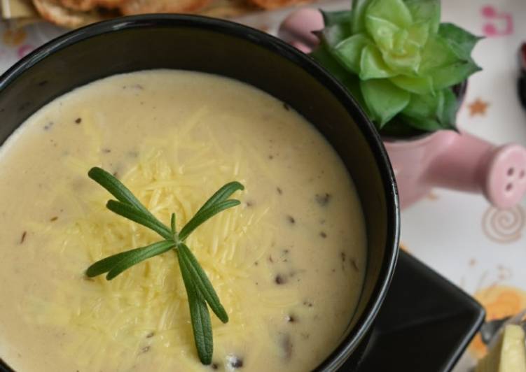 bahan dan cara membuat ??Cheese, Creamy ?????? Mushroom Soup