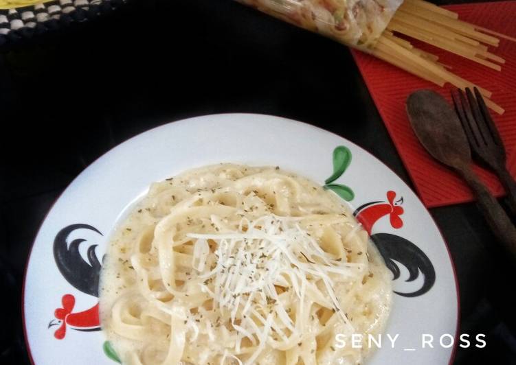 bahan dan cara membuat Fettuccine creamy fiber creme