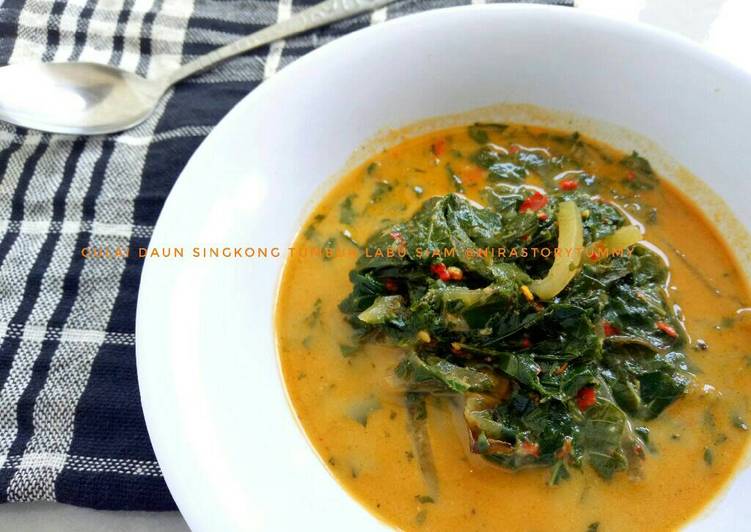 resep lengkap untuk Gulai daun singkong tumbuk labu siam