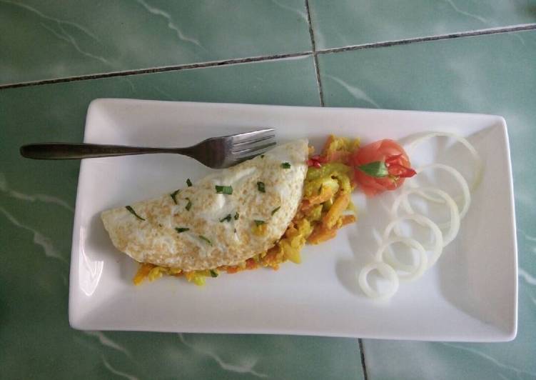 cara membuat Egg white omelet with yellow pickle