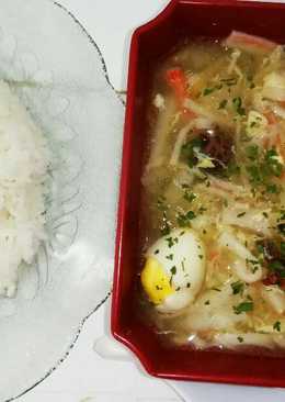 Asparagus crab stick (mang chua sup)