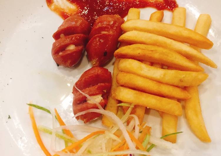 resep lengkap untuk French Fries and Mozarella Sausage