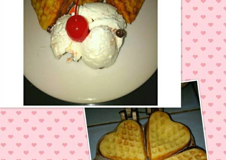 resep lengkap untuk Waffel es cream vanila