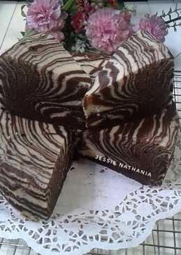 Zebra cake kukus putih telur