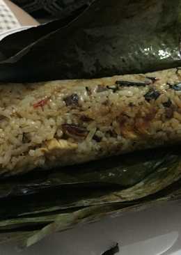 Nasi tutug oncom bakar kemangi (isi ayam suir)