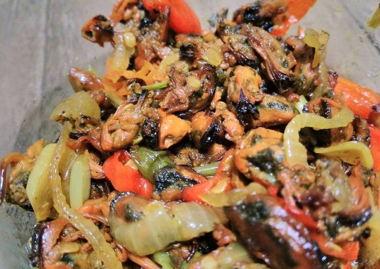 resep Kerang masak saus tiram super pedas