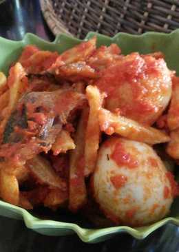 Balado kentang gabus asin goreng