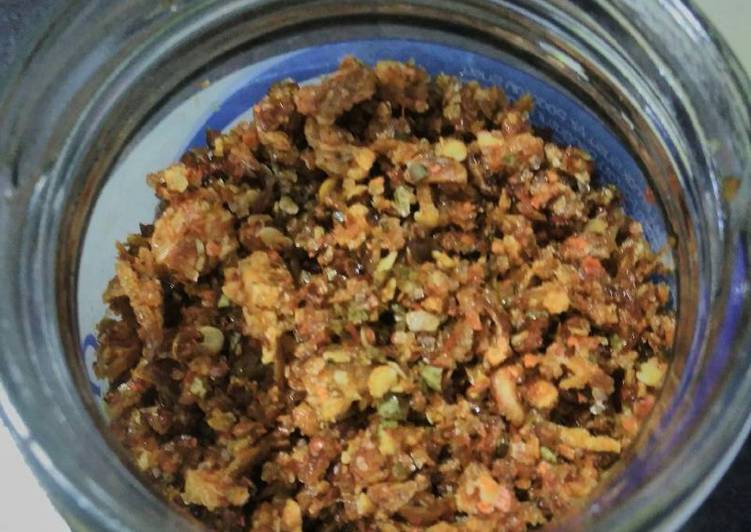 resep lengkap untuk Abon Cabe bawang goreng Pedas gila