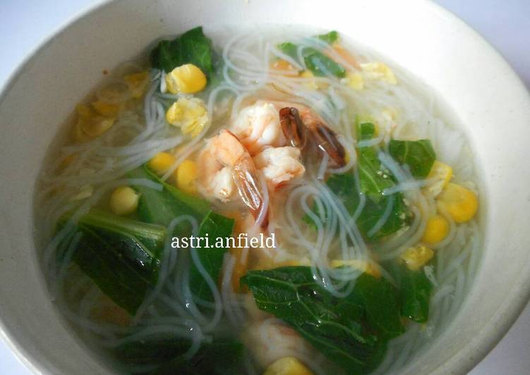 resep makanan Soun Kuah Udang Jagung